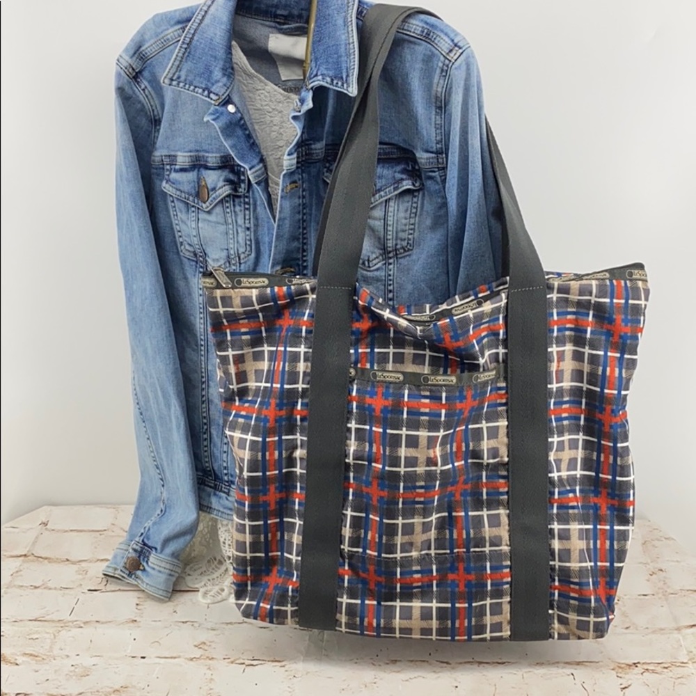 Lesportsac  multicolor plaid large tote BIN11